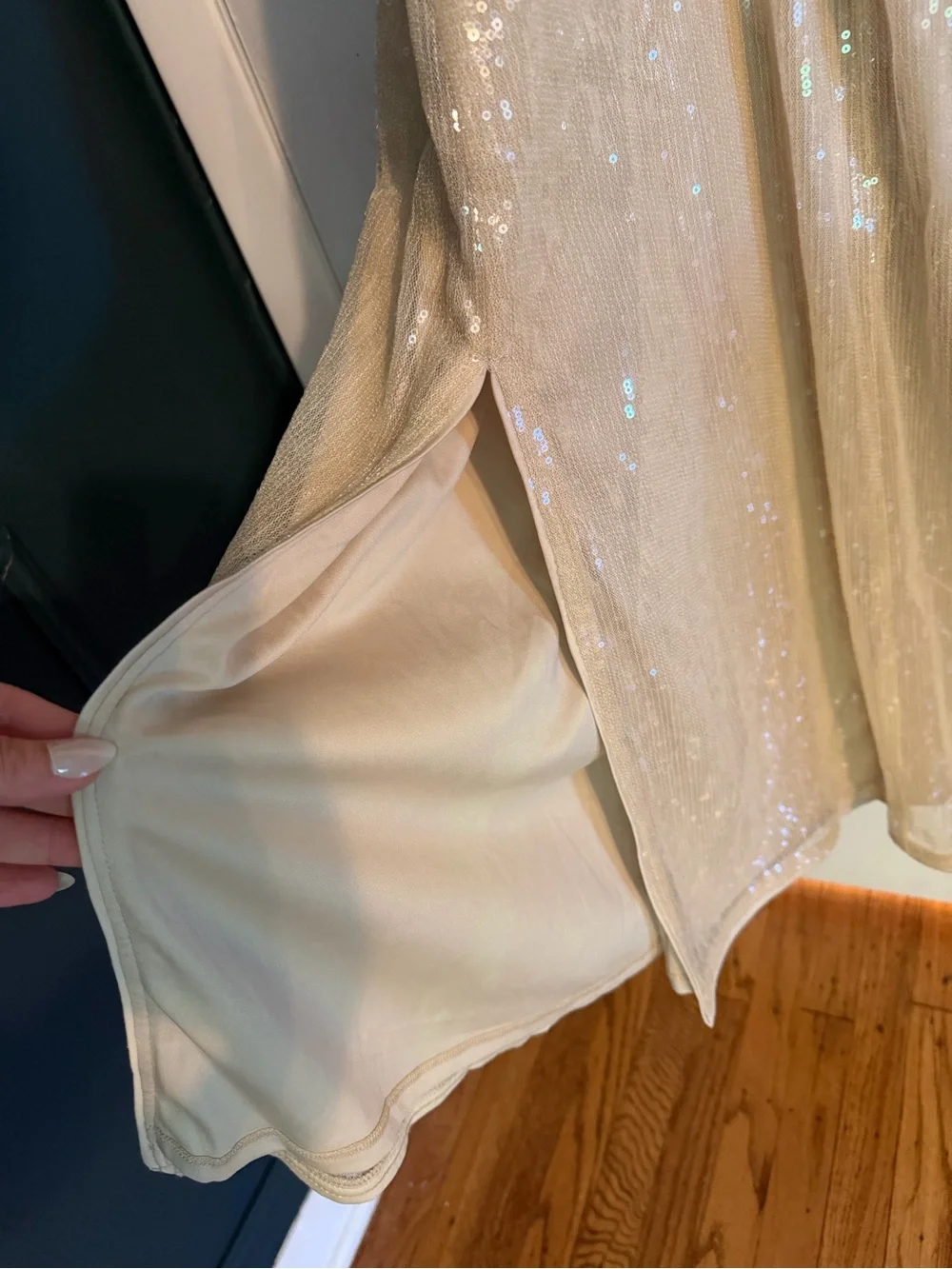 Sequin Dress in Light Beige, A New Day, Size Small, Formal